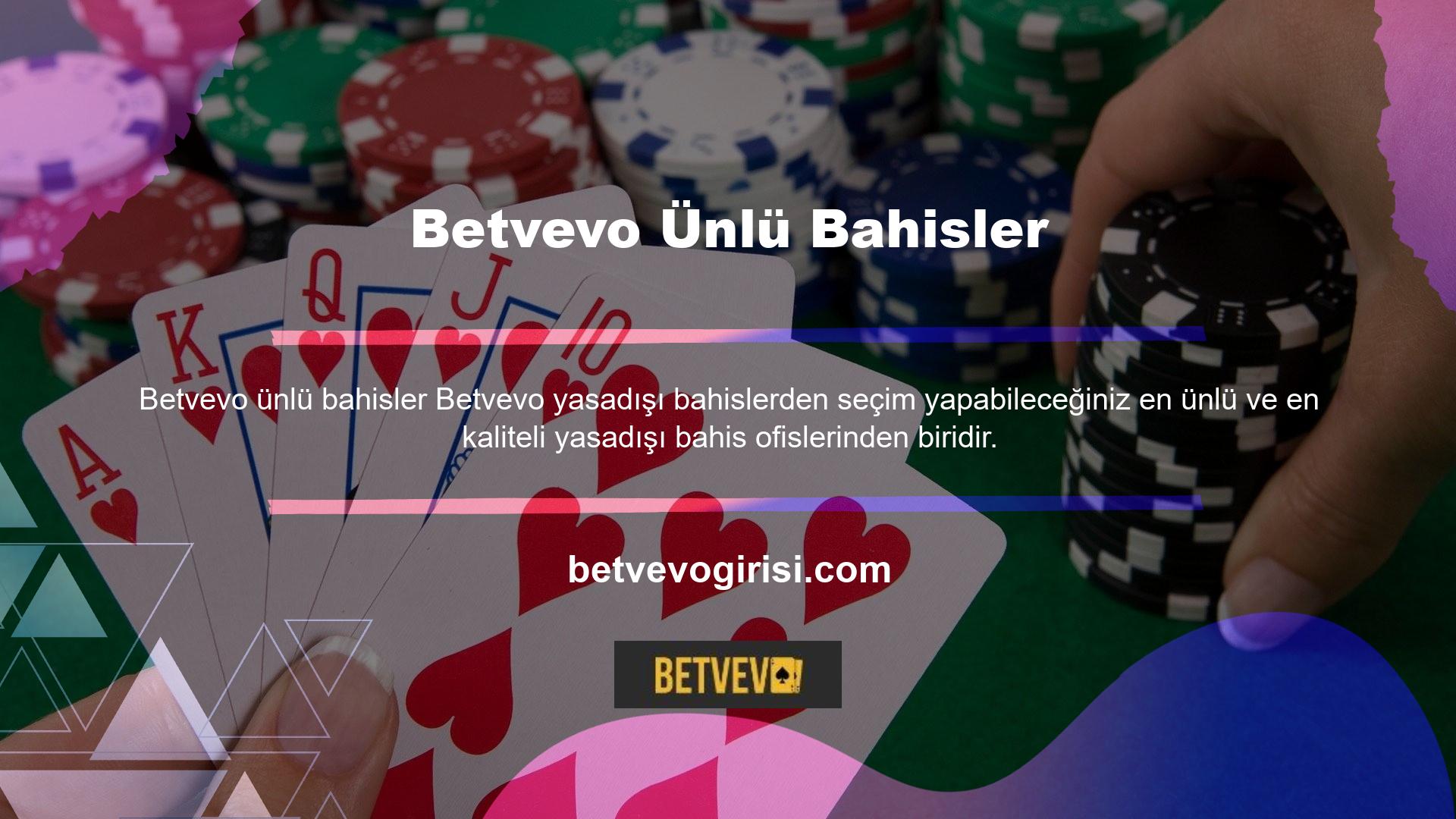 Betvevo canlı bahis sitesi sadece spor bahisleri ile ilgili değil, aynı zamanda casinolar, canlı casino, bingo ve poker gibi başka eğlenceli oyunlar da var